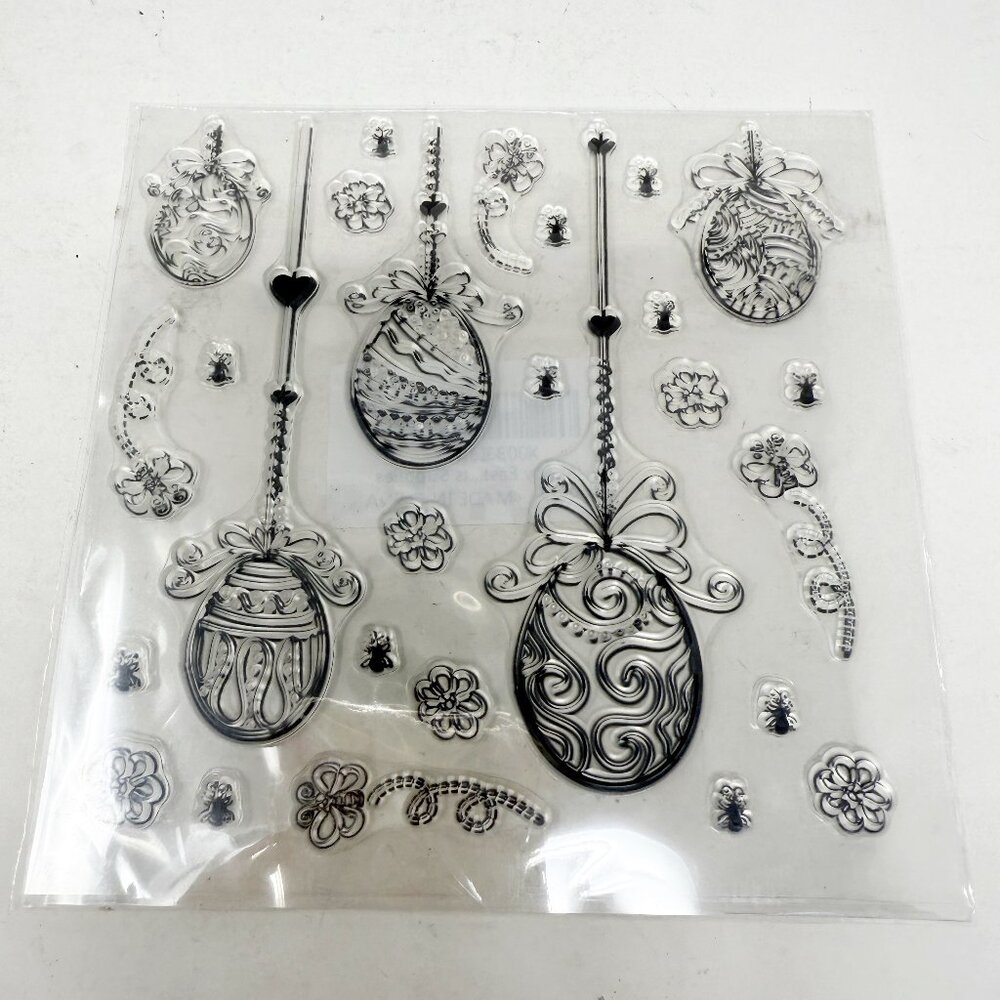 Unbranded Clear Cling Stamps Easter Eggs NEW